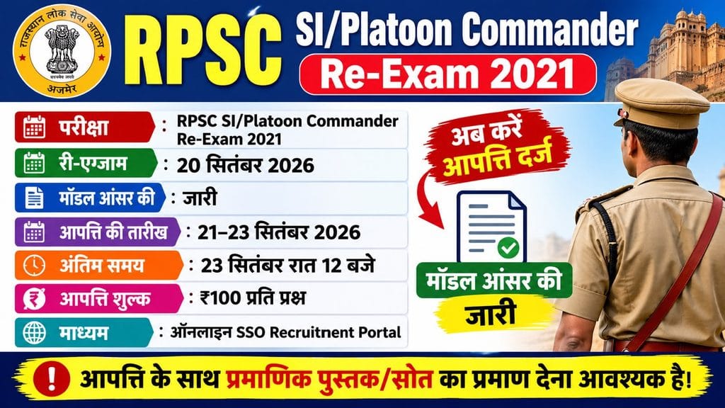 Rajasthan Police SI Re Exam Answer Key 2026 Out: Download PDF, Objection Link & Check Details | राजस्थान पुलिस SI री-एग्जाम आंसर की 2026 जारी